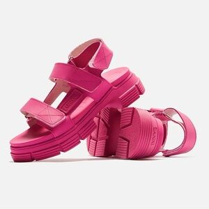 NIB GANNI Recycled Rubber Sport Sandals - Shocking Pink - Size 39